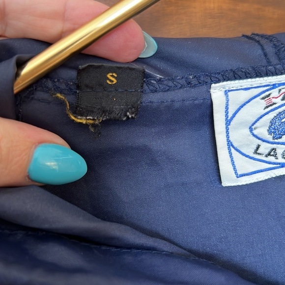 Vintage IZOD LACOSTE Anorak Jacket Hooded Half-Zip Windbreaker in Navy| Men's S - Picture 7 of 9